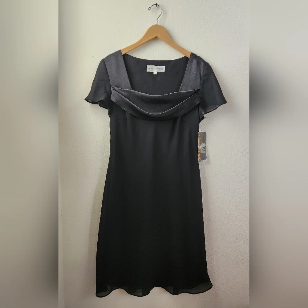 Vintage Donna Ricco New York Women's Dress Flutter Sleeve‎ 90s Black Size 14 NWT
